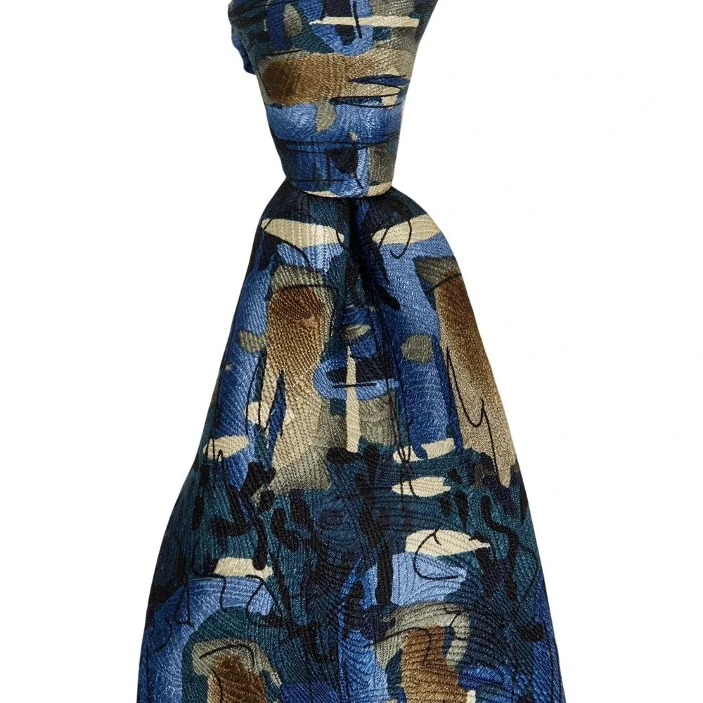 J. Garcia Necktie Mens OS Blue In the Park Collection 15‎ Abstract 100% Silk